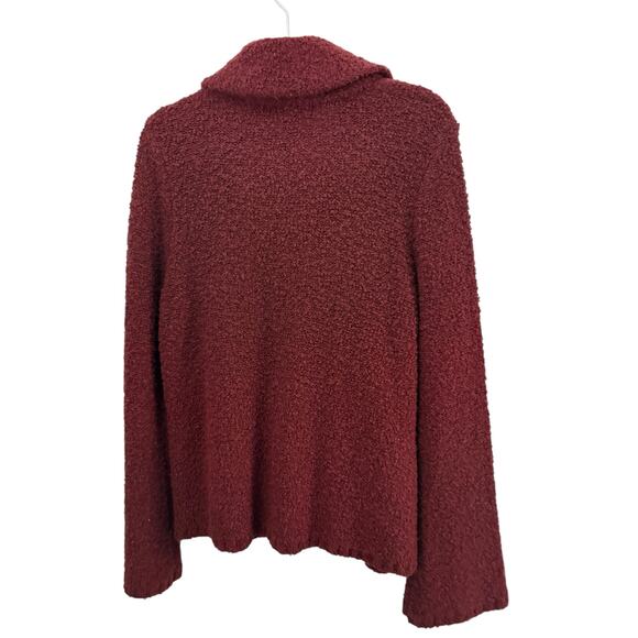 Elena Solano Maroon Open Front Sweater Wool Blend L Cozy Warm Minimalist - Picture 4 of 9